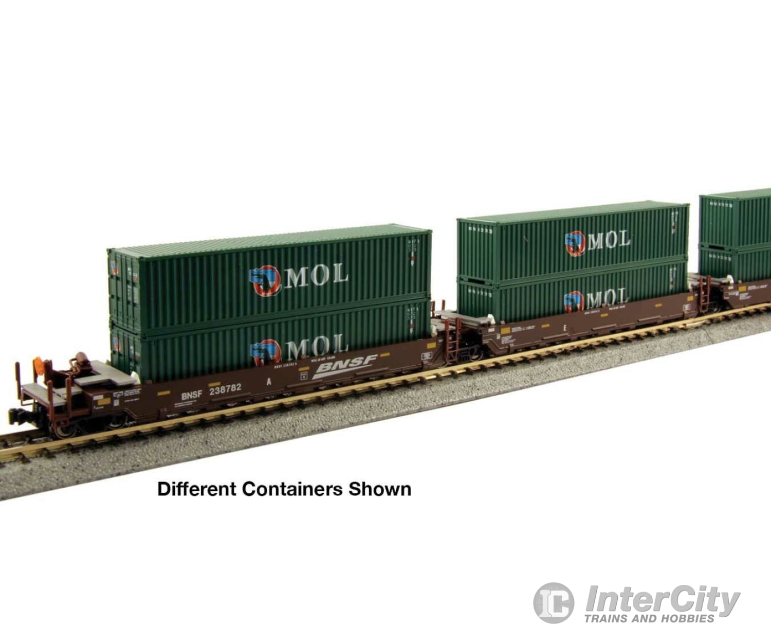 Kato 1066210 Gunderson Maxi-I 5-Unit Container Well Car w/40' Containers - Ready to Run -- BNSF Railway #238403 (Boxcar Red, Wedge Logo) & China Shipping Containers (g - Default Title (IC-381-1066210)