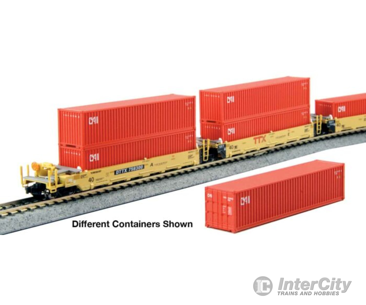 1066212 Gunderson Maxi-I 5-Unit Container Well Car W/40’ Containers - Ready To Run -- Ttx #759364