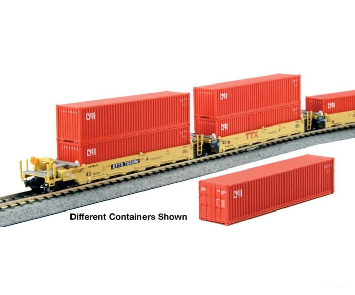 1066212 Gunderson Maxi-I 5-Unit Container Well Car W/40’ Containers - Ready To Run -- Ttx #759364