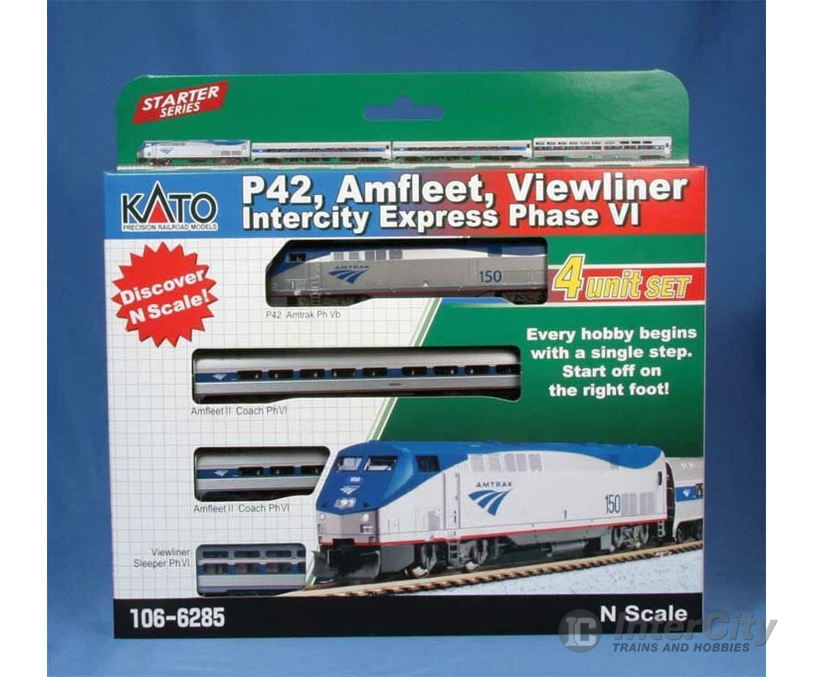 Kato 1066285DCC Amfleet - Viewliner Intercity Express Train-Only Set - DCC -- Amtrak GE P42 Locomotive & 3 Cars - Default Title (IC-381-1066285DCC)