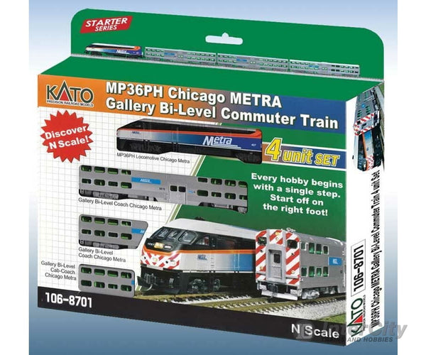 Kato 1068701DCC Chicago Metra Bi-Level Commuter Train-Only Set - DCC -- MP36PH Locomotive, 2 Bi-Level Coaches, Bi-Level Club Car - Default Title (IC-381-1068701DCC)
