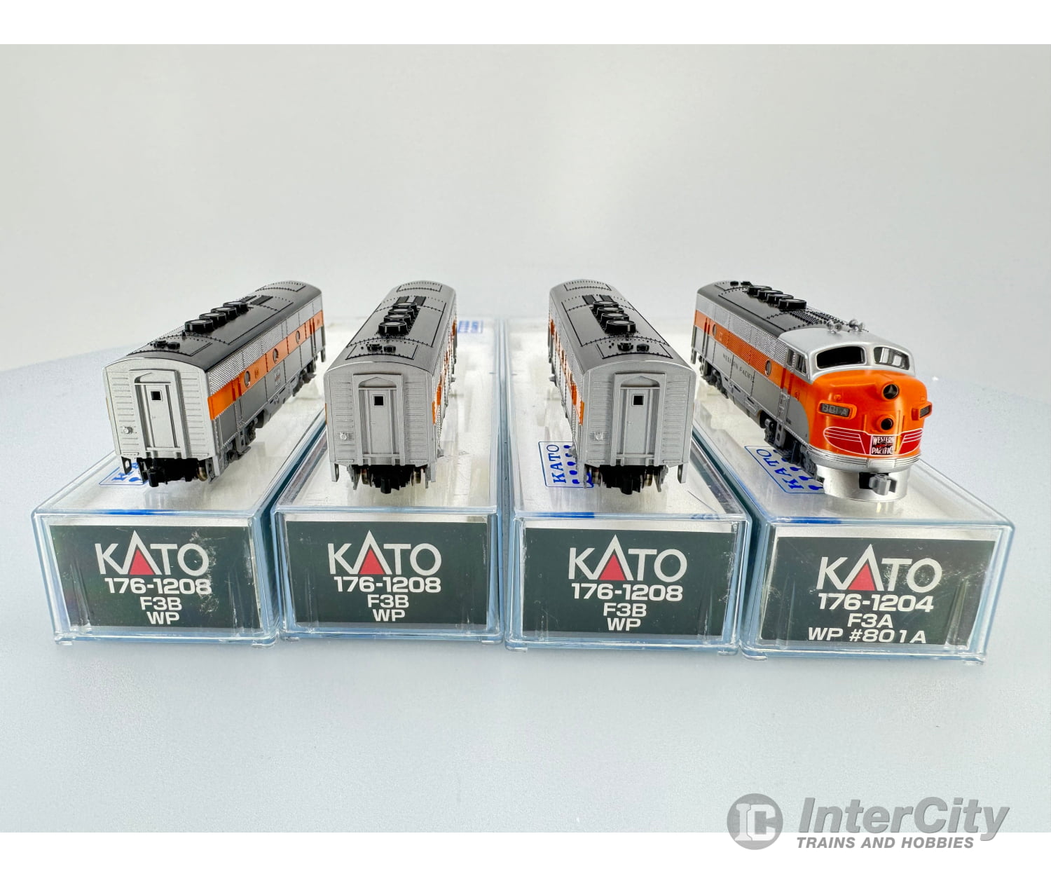 Kato 176-1204/1208X3 N Emd F3A Plus 3 X F3B Complete Abbb Set Western Pacific (Wp) 801A Analog Dc