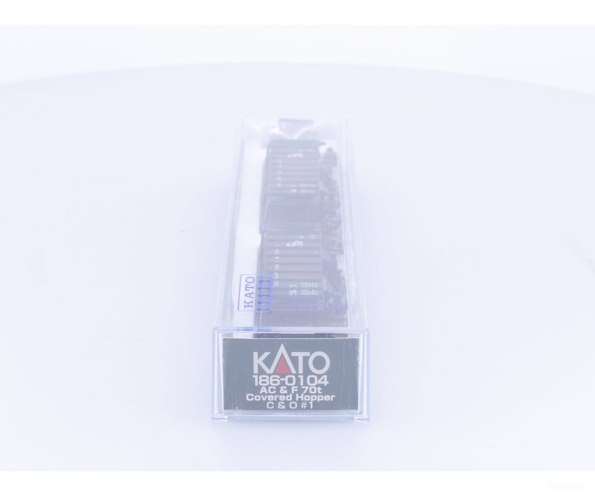 Kato 186-0104 N 2 Bay ACF Covered Hopper 2 Pack Chesapeake and Ohio (CO) 1013 1205 - Freight Cars