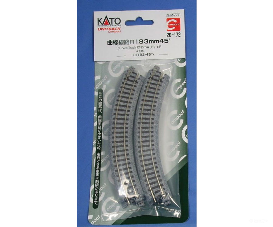 Kato 20172 Unitrack Roadbed Track -- 7" 18.3cm 45-Degree Curve pkg(4) (Need 8 Pieces for a Complete Circle) - Default Title (IC-381-20172)