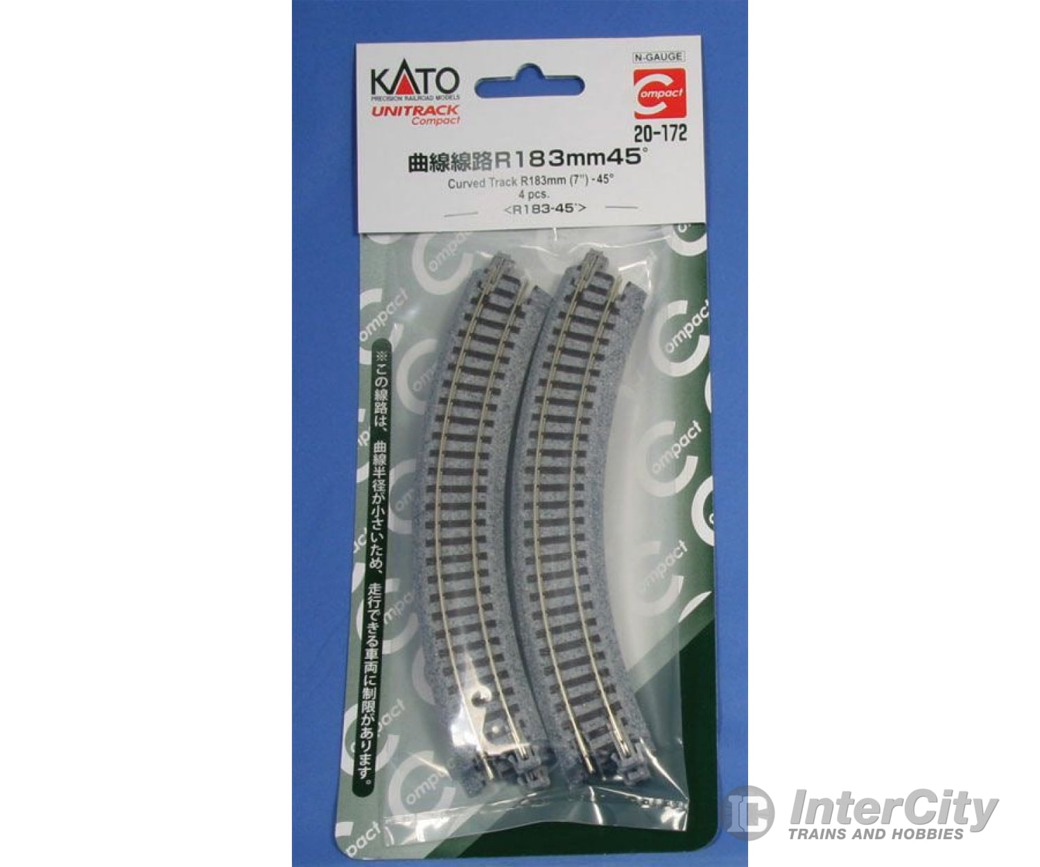 Kato 20172 Unitrack Roadbed Track -- 7" 18.3cm 45-Degree Curve pkg(4) (Need 8 Pieces for a Complete Circle) - Default Title (IC-381-20172)