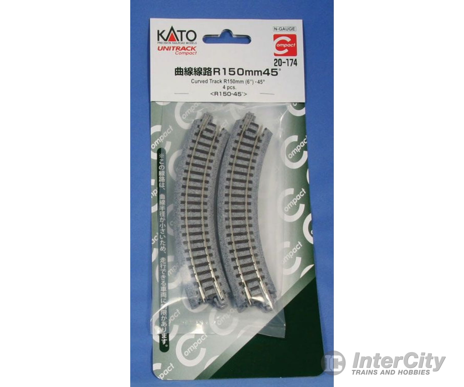 Kato 20174 Unitrack Roadbed Track -- 6" 15cm 45-Degree Curve pkg(4) (Needs 8 Pieces for a Complete Circle) - Default Title (IC-381-20174)