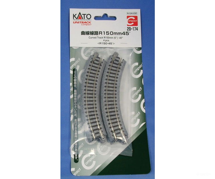 Kato 20174 Unitrack Roadbed Track -- 6" 15cm 45-Degree Curve pkg(4) (Needs 8 Pieces for a Complete Circle) - Default Title (IC-381-20174)