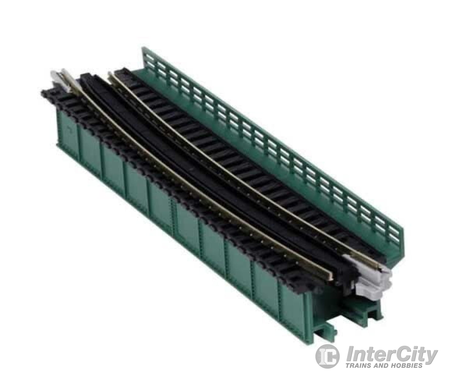 Kato 20466 Single-Track Curved Deck-Girder Bridge, Code 80 Track - Assembled - Unitrack -- 17-5/8" 448mm Radius, 15 Degrees (green) - Default Title (IC-381-20466)