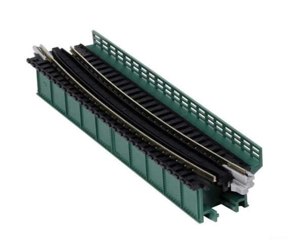 Kato 20466 Single-Track Curved Deck-Girder Bridge, Code 80 Track - Assembled - Unitrack -- 17-5/8" 448mm Radius, 15 Degrees (green) - Default Title (IC-381-20466)