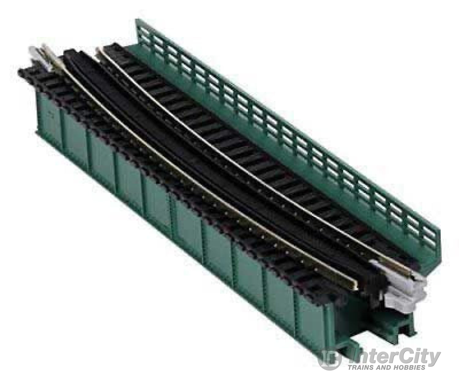 Kato 20471 Single-Track Curved Deck-Girder Bridge, Code 80 Track - Assembled - Unitrack -- 19" 481mm Radius, 15 Degrees (green) - Default Title (IC-381-20471)