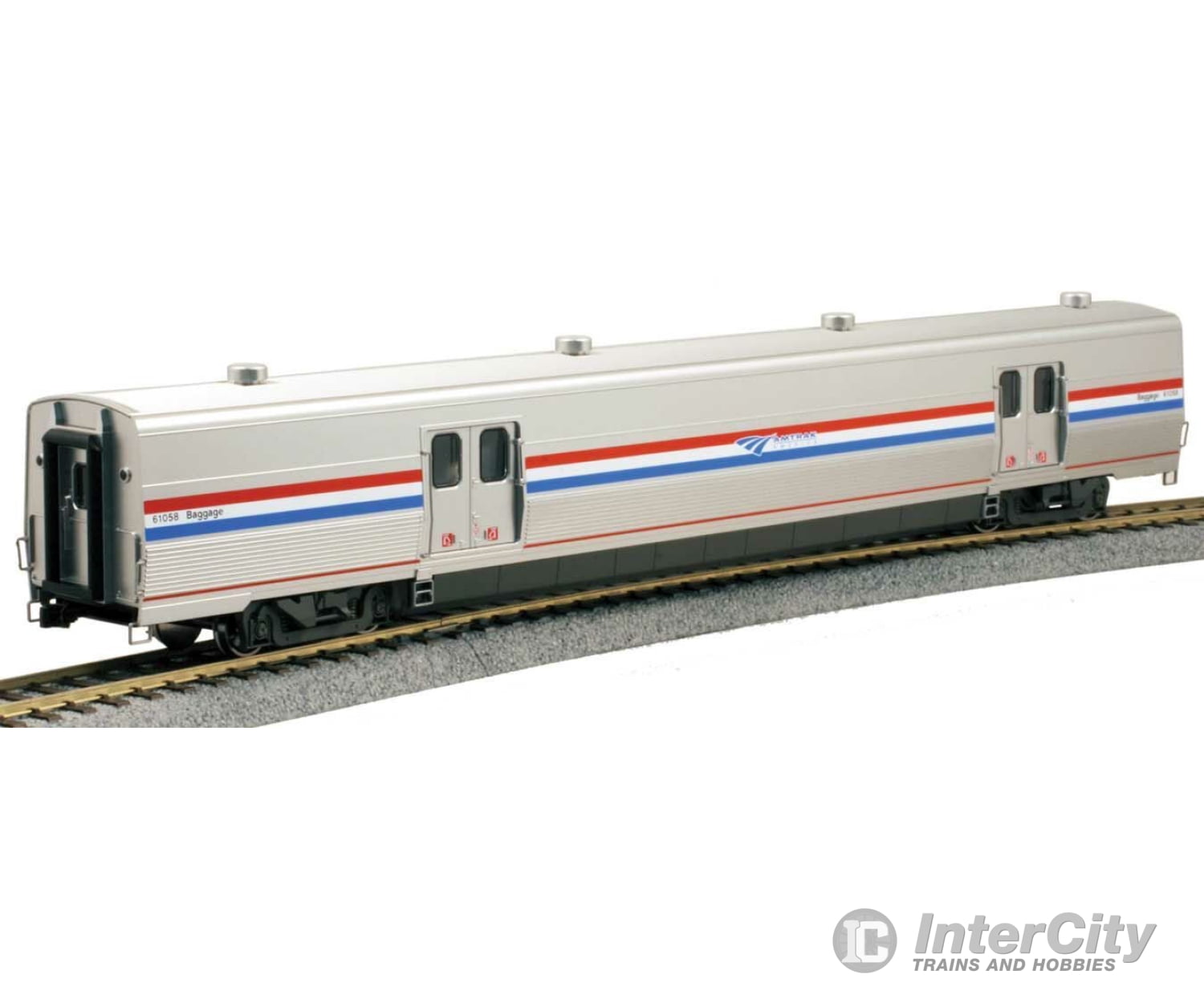 Kato 356212 HO Viewliner II Baggage Car - Ready to Run -- Amtrak #61058 (Phase III Heritage; silver, blue, white, red) - Default Title (CH-381-356212)