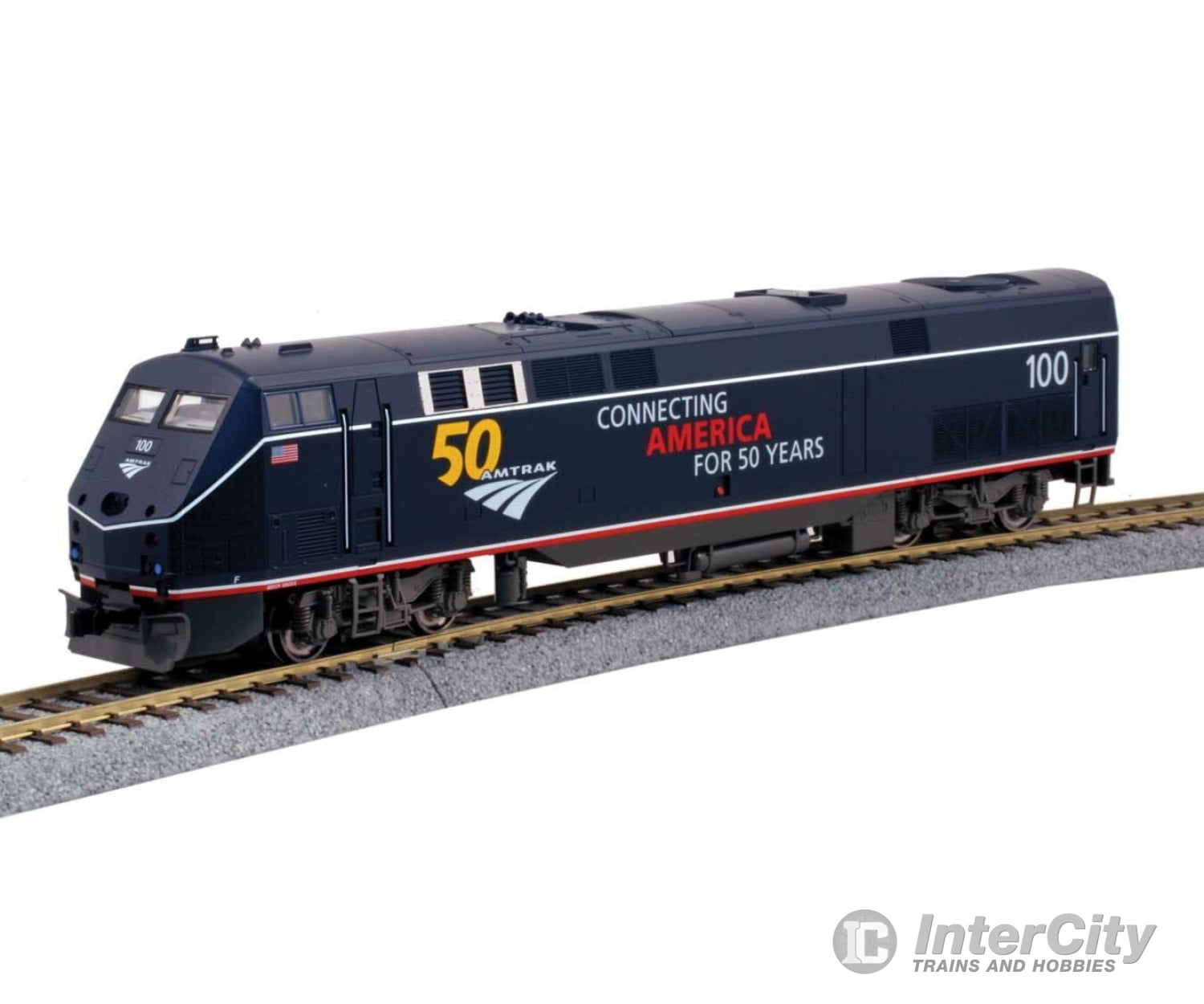 Kato 376113 HO GE P42 Genesis - Standard DC -- Amtrak #100 (50th Anniversary Scheme, Midnight Blue) - Default Title (CH-381-376113)