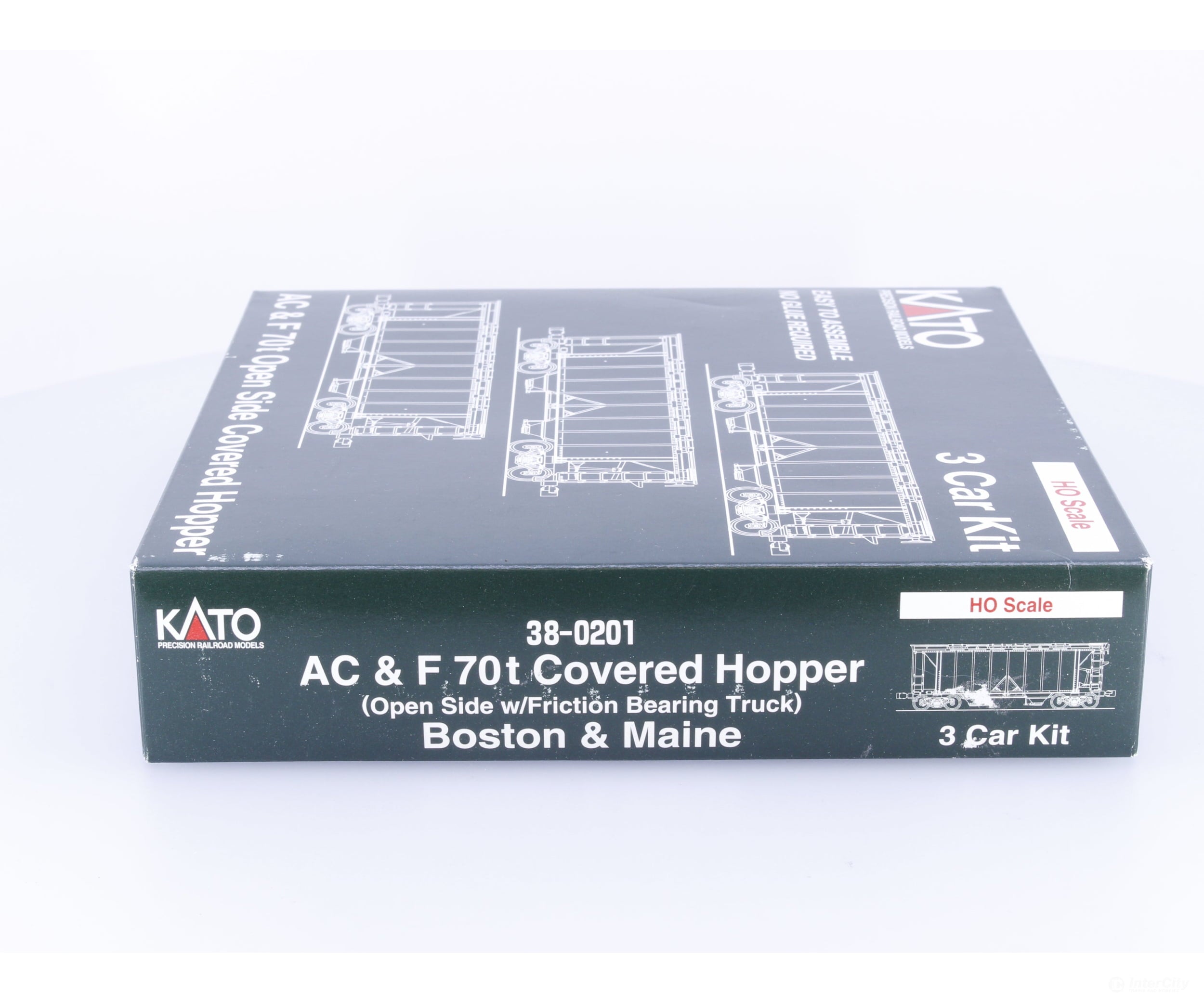 Kato 38-0201 HO AC&F 70 Ton Covered Hopper 3 Pack Undecorated 7161,7141,7144 - Freight Cars