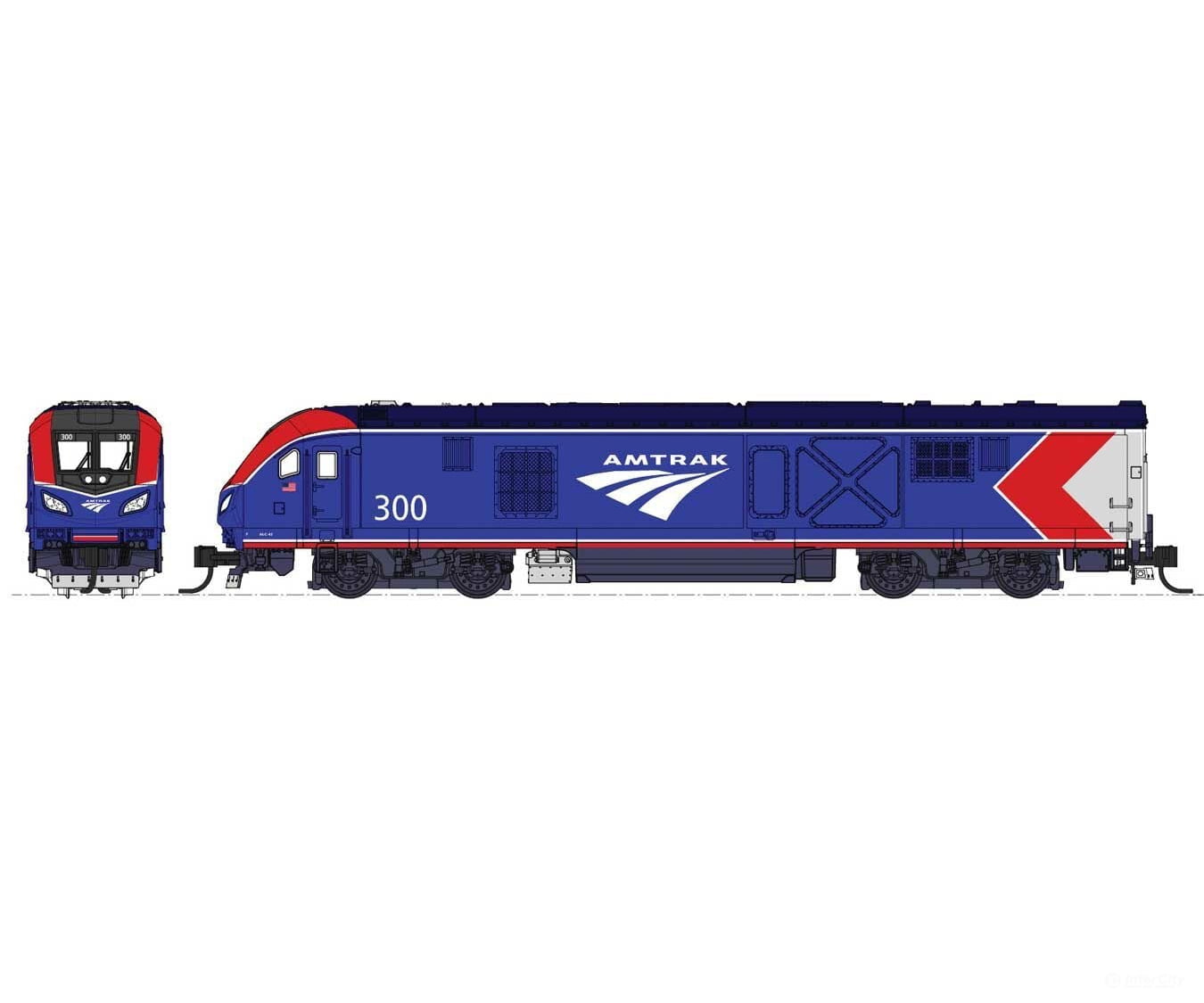 Kato N 101788 Siemens ALC-42 Charger & 3 Cars Train-Only Set - Standard DC -- Amtrak #302, Sleeper, Coach, Coach-Baggage - Default Title (CH-381-101788)