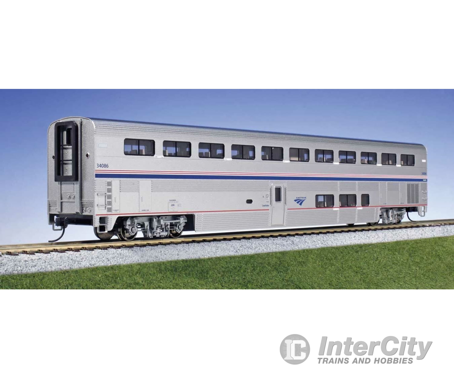 Kato N 101789 Viewliner Baggage & 5 Superliner Car Bookcase Set -- Amtrak (Phase VI; silver, blue, red) - Default Title (CH-381-101789)