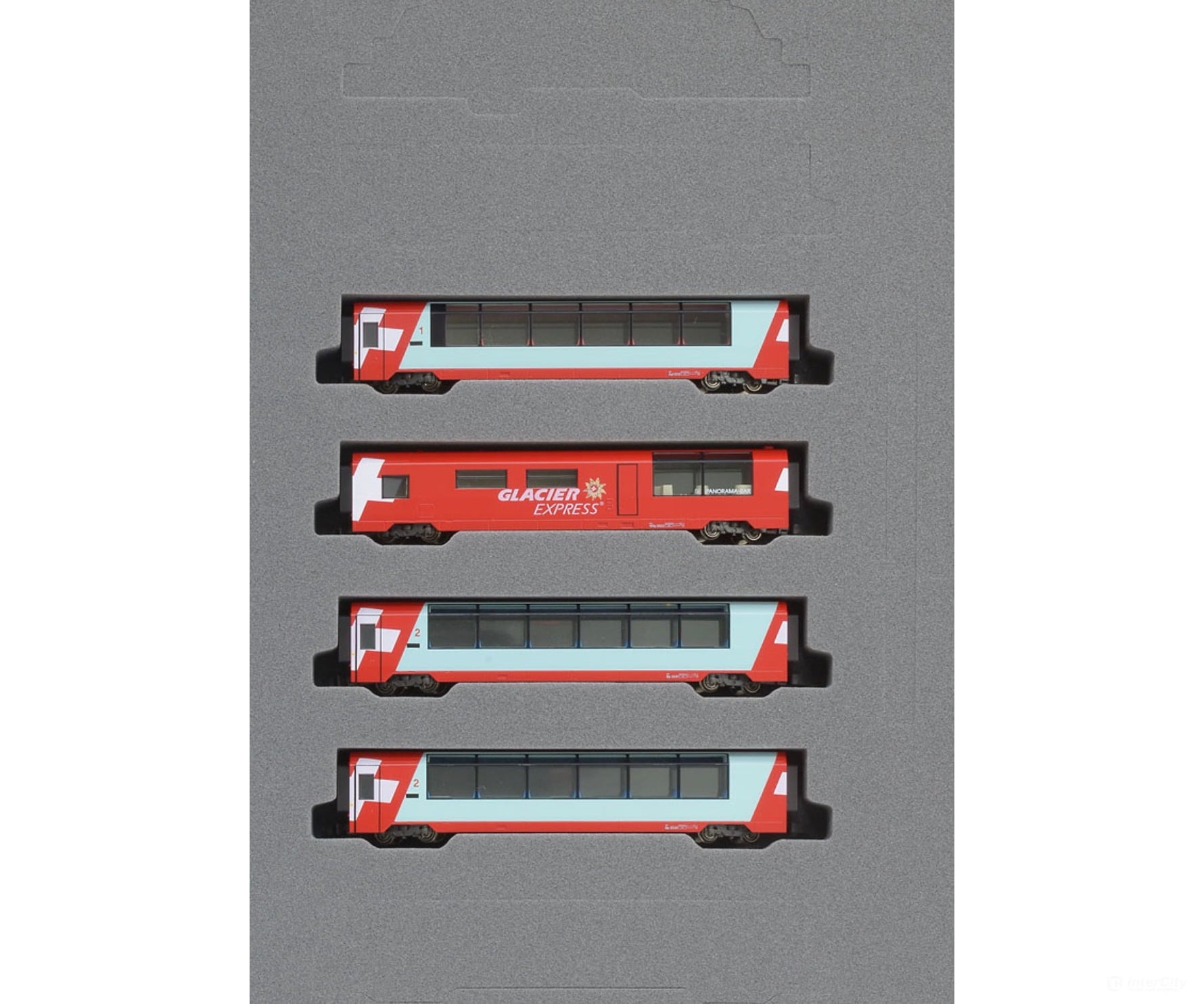 Kato N 102027 RhB Glacier Express Add-On 4-Car Set - Starter & Train Sets