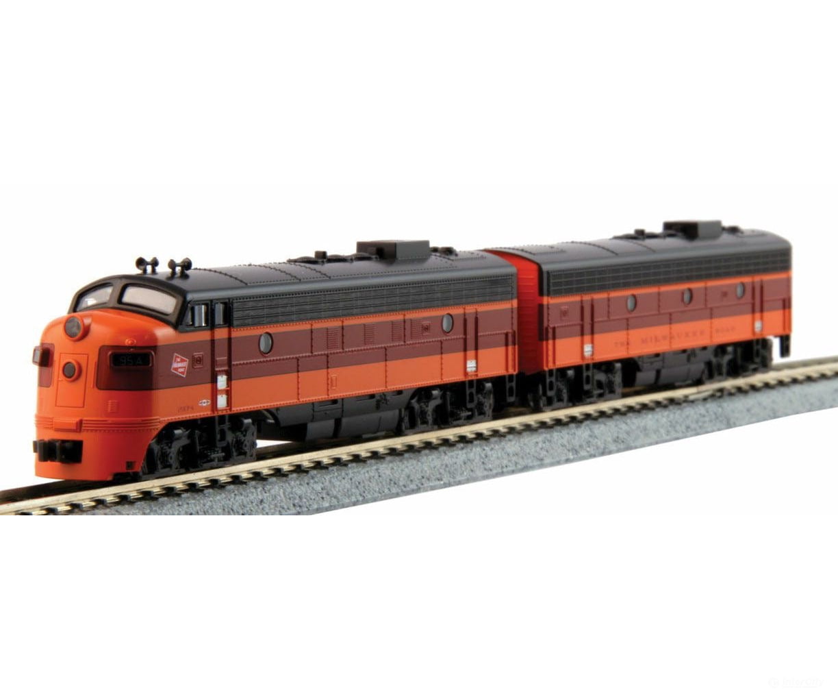 Kato 1060430DCC EMD FP7A-F7B Set - DCC -- Milwaukee Road #95A, 95B (orange, maroon) - Default Title (IC-381-1060430DCC)
