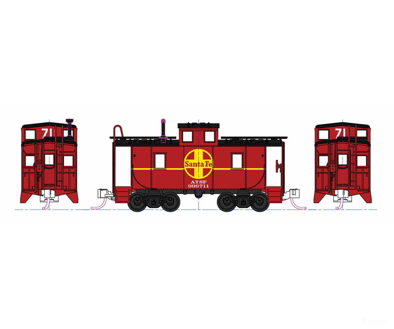 Kato 1066273 Diesel Freight Train-Only Set - Standard Dc -- Santa Fe Emd F7 (Warbonnet Blue Silver)