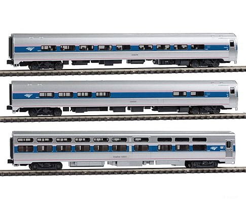 Kato 1066286 Intercity Express 3-Car Set - Ready to Run -- Amtrak (Phase IVb; silver, blue, red Pinstripes; 2000s Logo) - Default Title (IC-381-1066286)