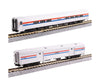 Kato N 1066294 Amfleet II Lounge 73’ Baggage Car Set - Amtrak #28023 1212 (Phase III equal red white blue stripes)