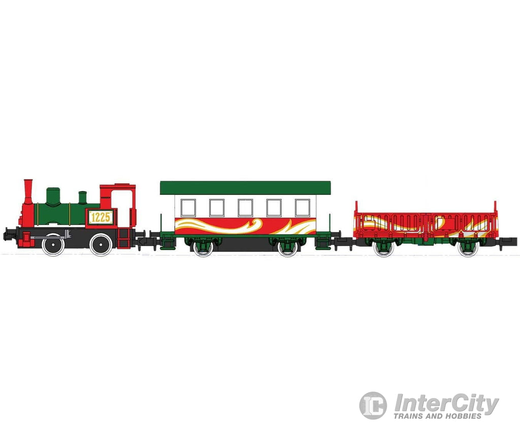 Kato N 1225 Christmas Train-Only Set - Standard DC - Pocket Line - 0-4-0T #1225 Powered Passenger Car Gondola