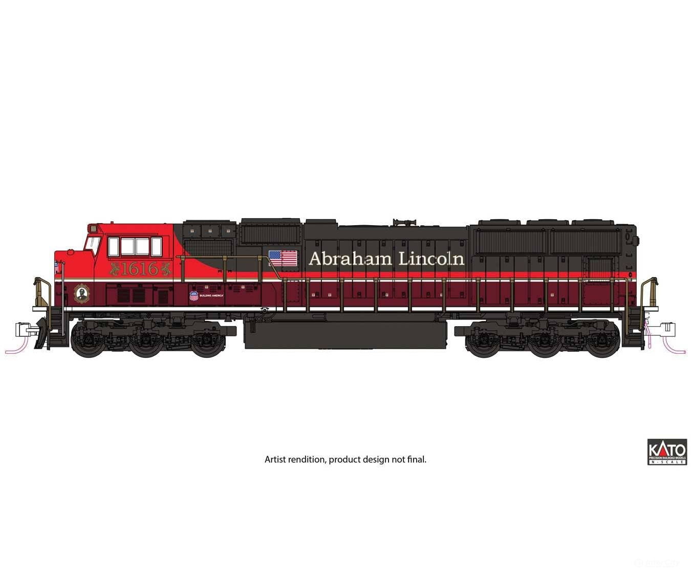 Kato N 1761616 EMD SD70M with Standard Flat Radiators - Standard DC - Union Pacific #1616 (Abraham Lincoln