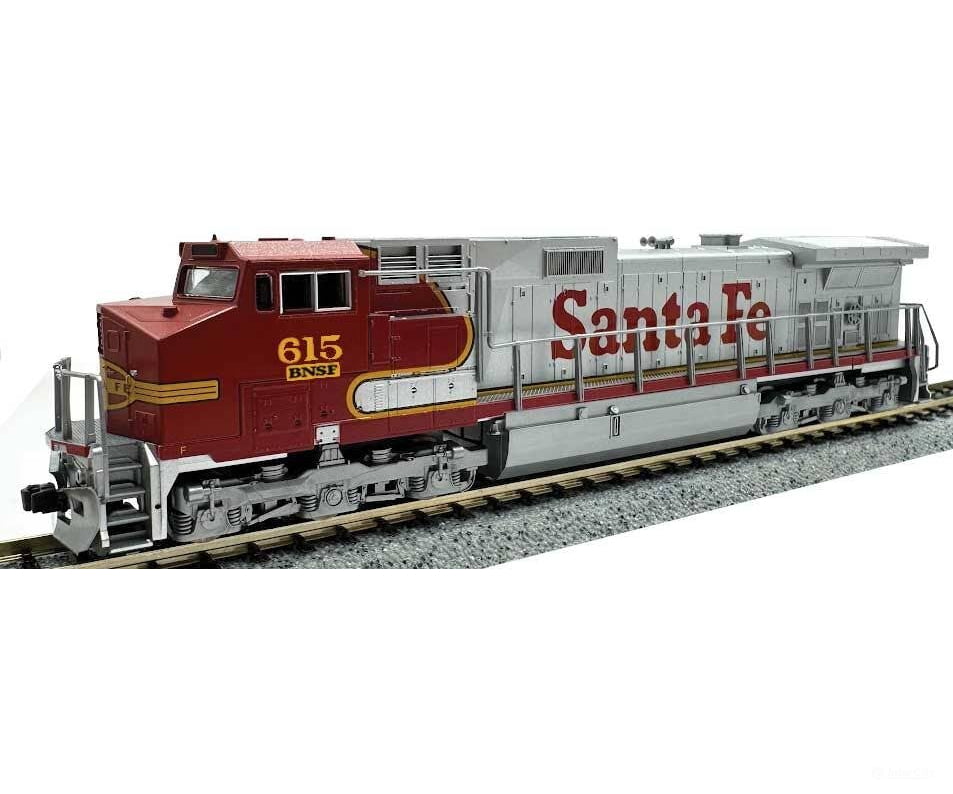 Kato N 1763515 GE C44-9W - Standard DC - BNSF Railway #615 (Ex-ATSF Patch Warbonnet; silver red; Santa Fe Lettering)