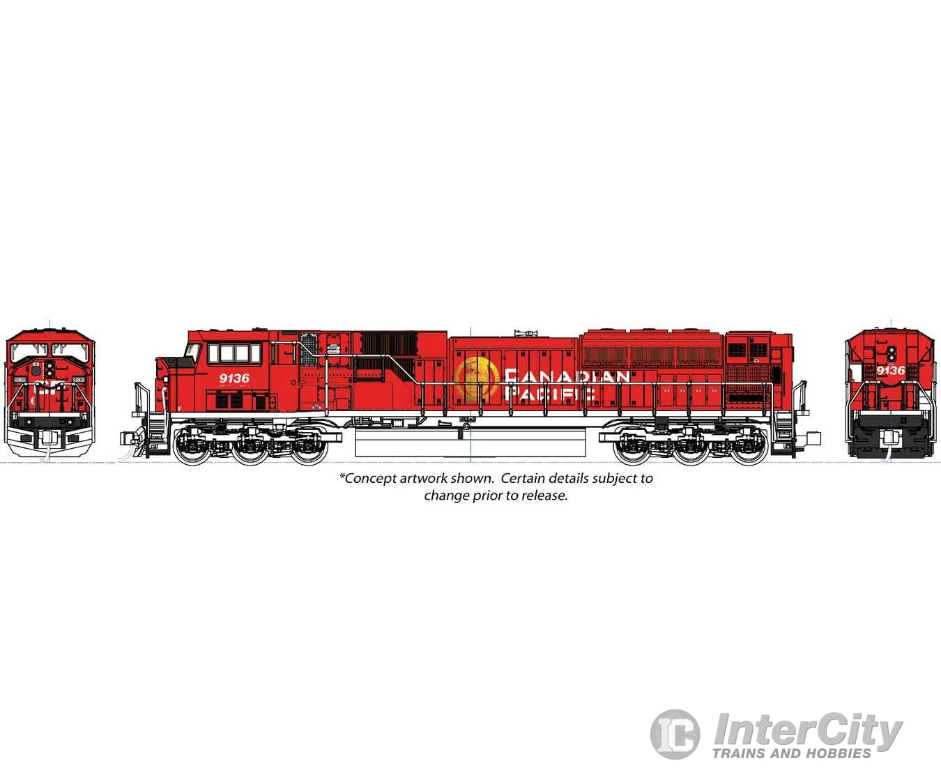 Kato N 1765627 EMD SD90/43MAC - Standard DC - Canadian Pacific #9155 (red white gold) Locomotives