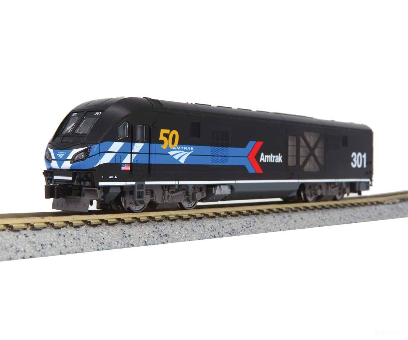Kato N 1766050 Siemens ALC-42 Charger - Standard DC - Amtrak #301 (Day One Scheme 50th Anniversary; black blue red