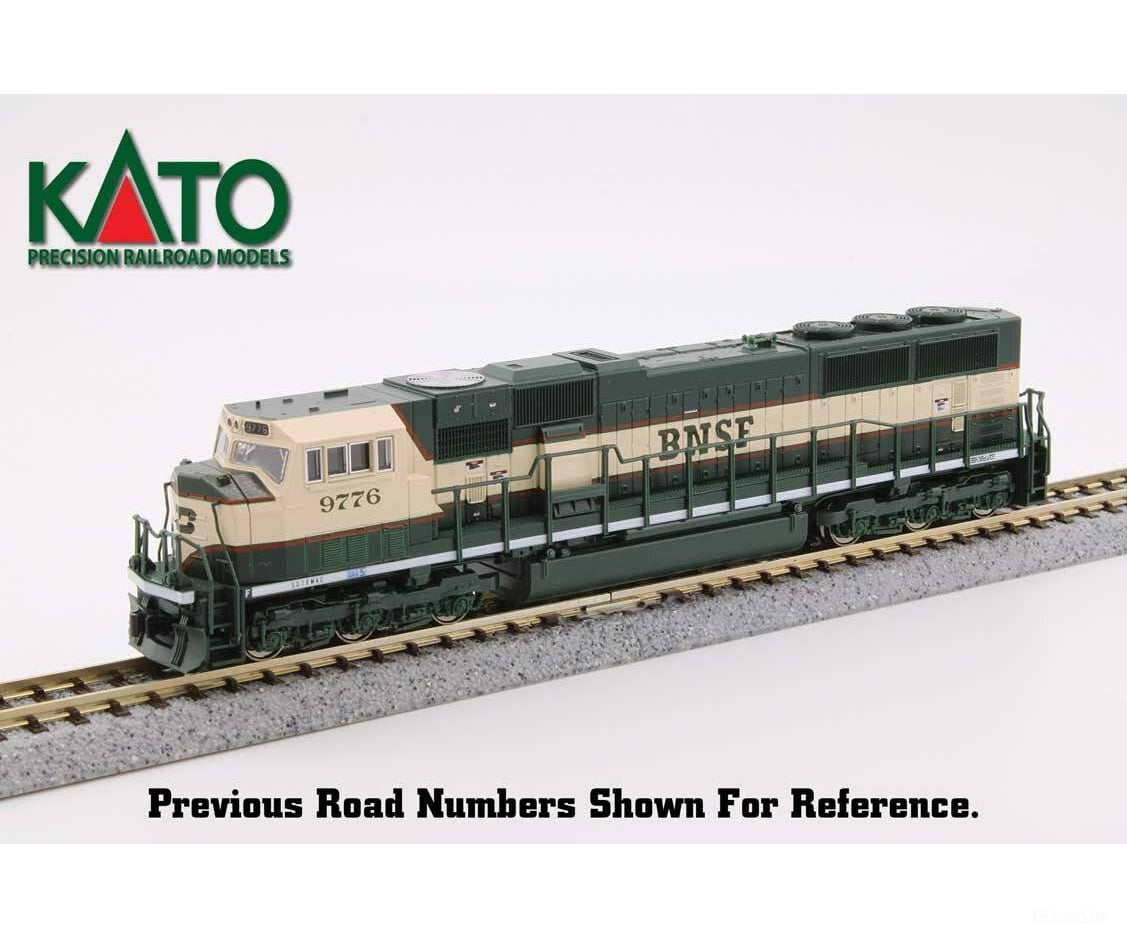 Kato N 1766313 Emd Sd70Mac W/Cab Headlight - Standard Dc Burlington Northern Santa Fe #9799 (Cream