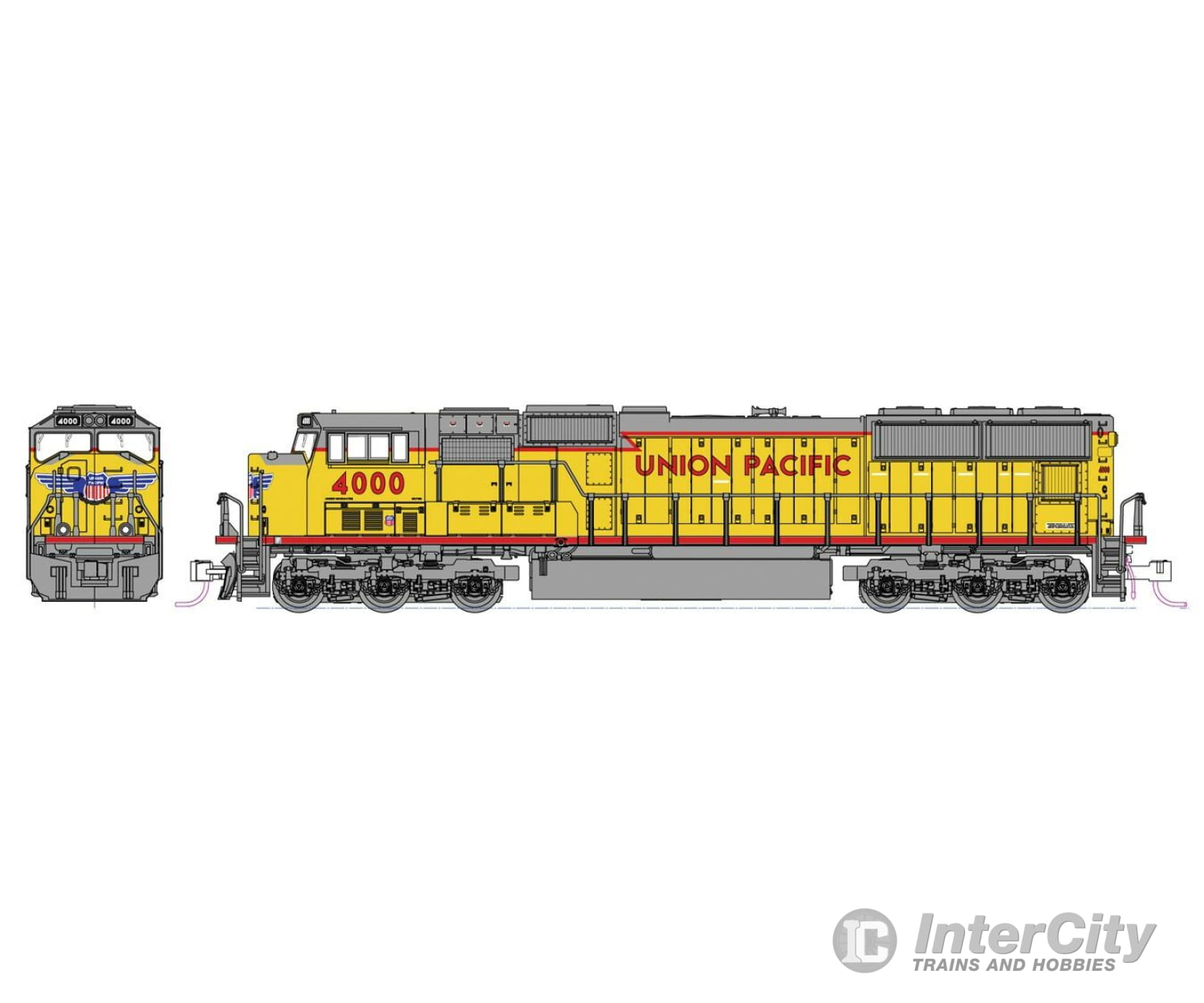 Kato N 1767608 Emd Sd70M With Standard Flat Radiators - Dc -- Union Pacific #4198 (Armour Yellow