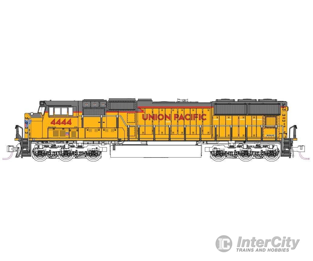 Kato N 1767618DCC EMD SD70M with Flat Radiators - DCC - Union Pacific #4444 (Armour Yellow gray red yellow Frame
