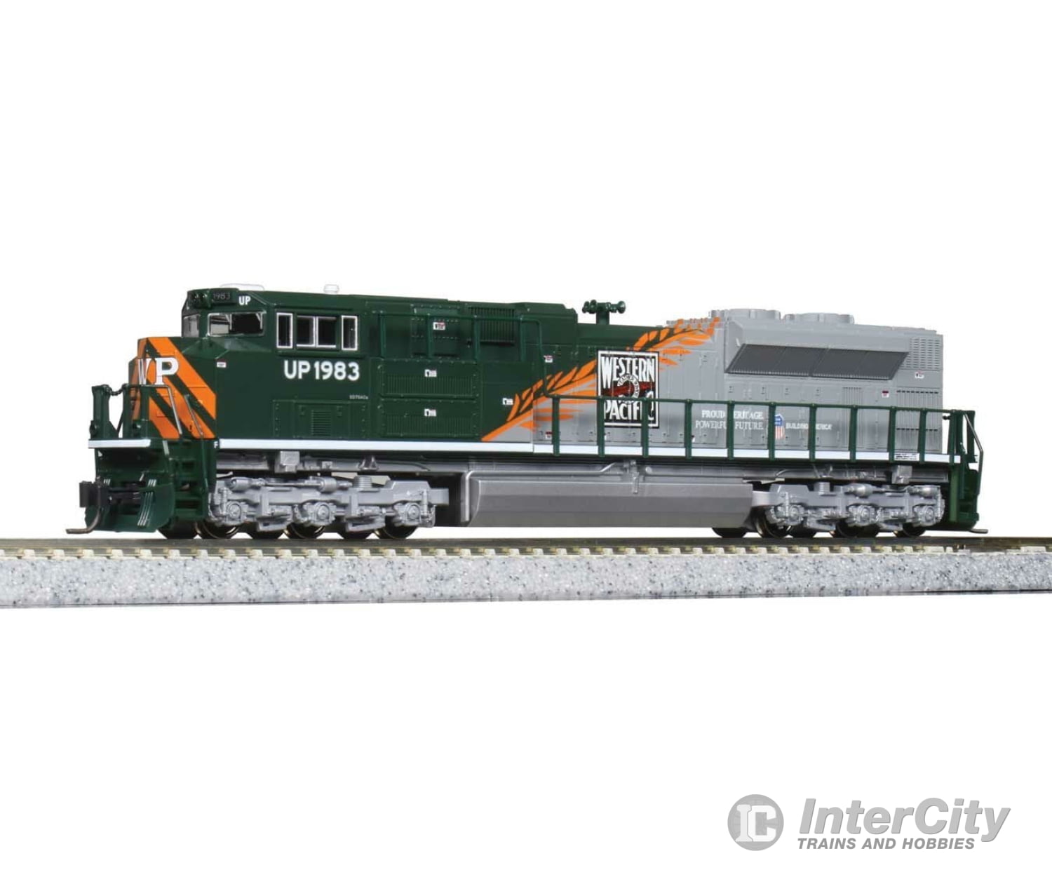 Kato N 1768410 EMD SD70ACe - Standard DC -- Union Pacific #1983 (Western Pacific Heritage Scheme, silver, green) - Default Title (CH-381-1768410)