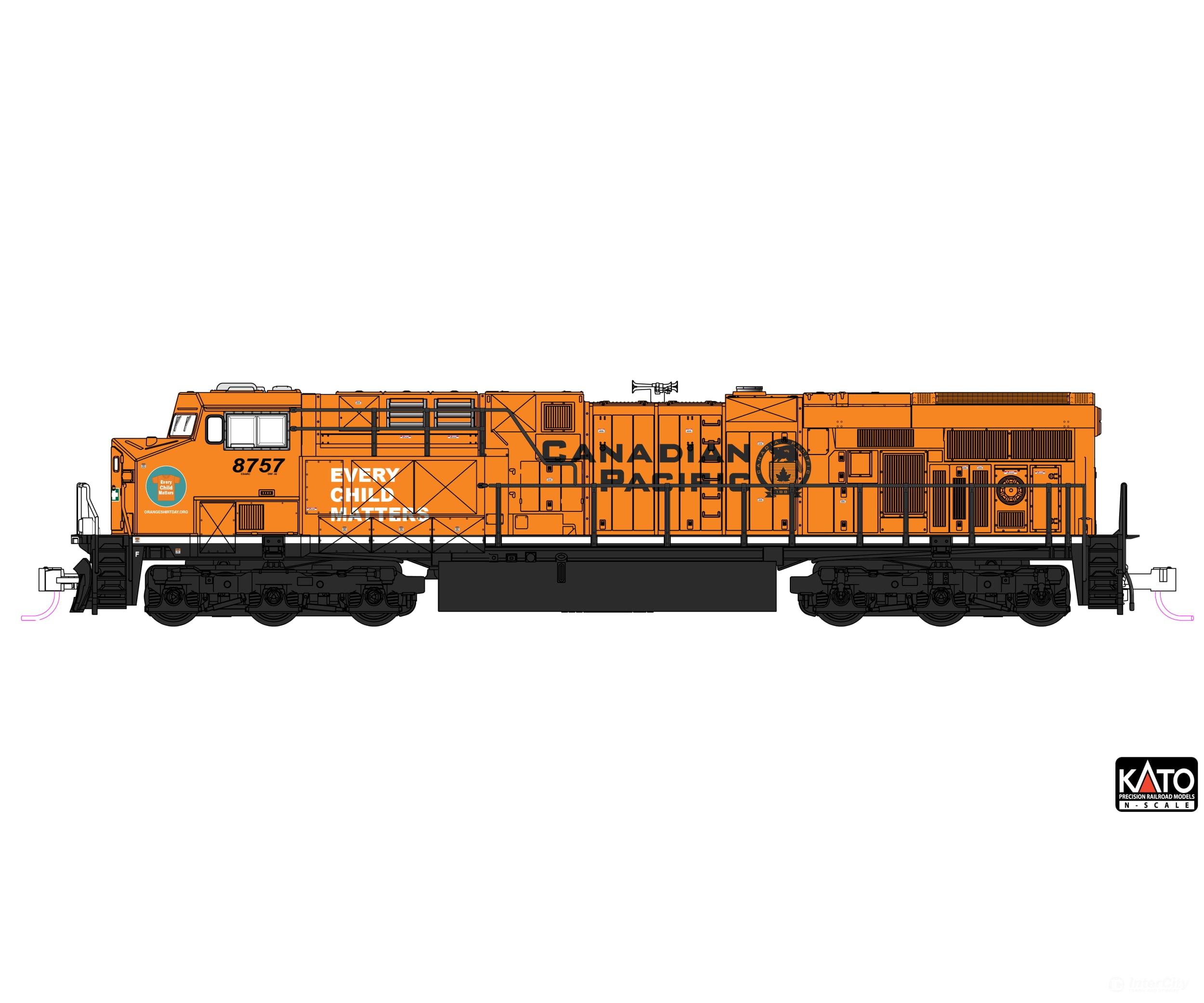 Kato N 1768960 GE ES44AC GEVO - Standard DC - Canadian Pacific #8757 (Every Child Matters orange black white)