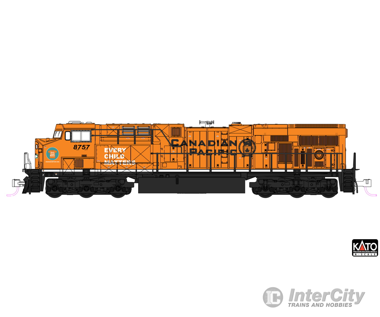 Kato N 1768960 GE ES44AC GEVO - Standard DC - Canadian Pacific #8757 (Every Child Matters orange black white)