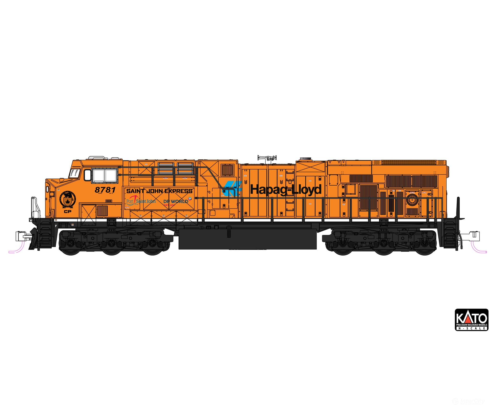 Kato N 1768961 GE ES44AC GEVO - Standard DC - Canadian Pacific #8781 (Hapag-Lloyd orange black white) Locomotives