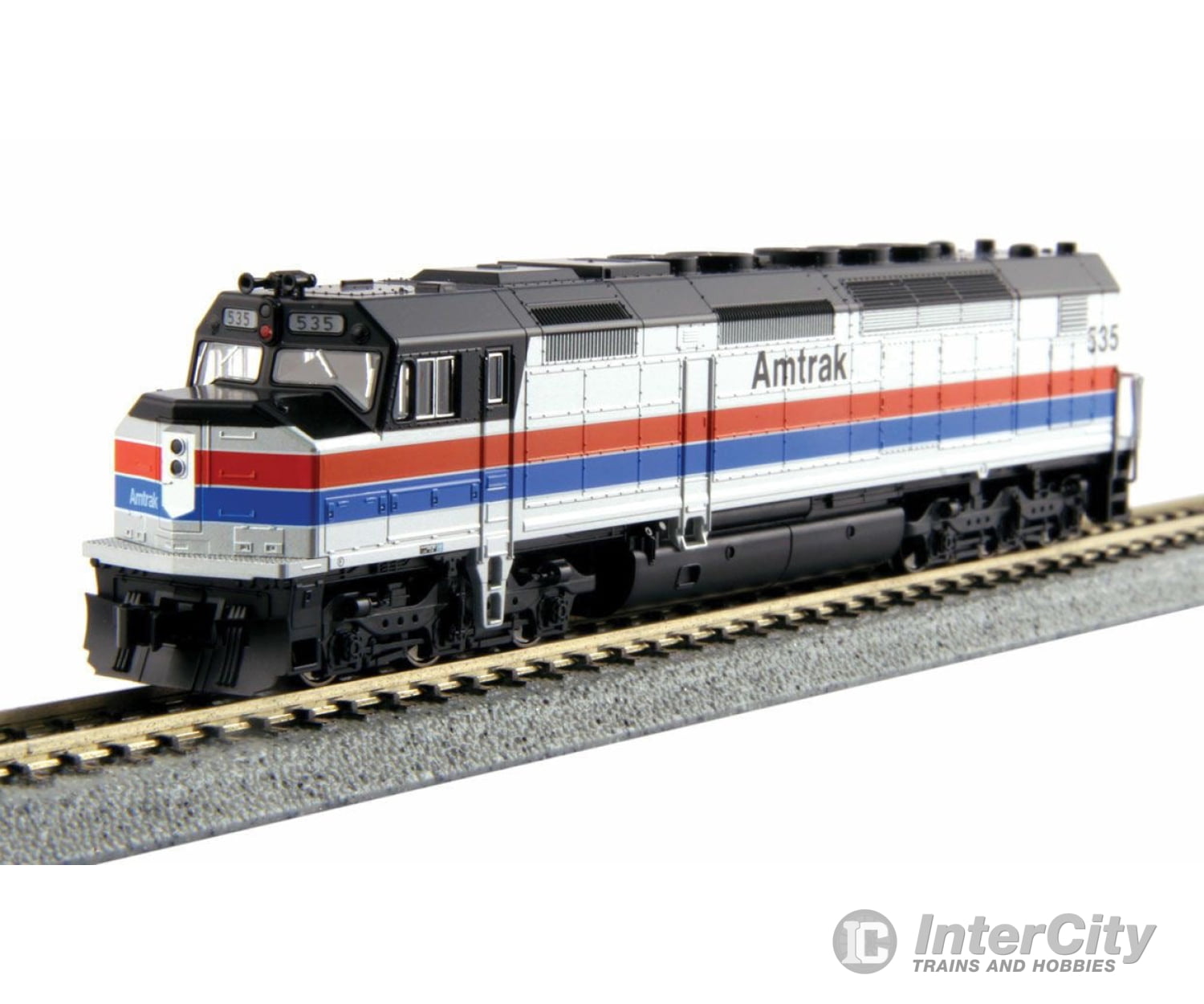 Kato N 1769204DCC EMD SDP40F Type I - DCC -- Amtrak #535 (Phase II; Platinum Mist, black; Wide Red & Blue Stripes) - Default Title (CH-381-1769204DCC)