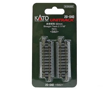 Kato N 20040 Straight Roadbed Track Section - Unitrack -- 2-7/16" 62mm pkg(4) - Default Title (IC-381-20040)