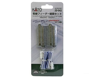Kato 20043 Straight Roadbed Power Feeder (Terminal) Double-Track Section - Unitrack -- 2-7/16" 62mm pkg(2), Includes: Two Track Power Leads - Default Title (IC-381-20043)