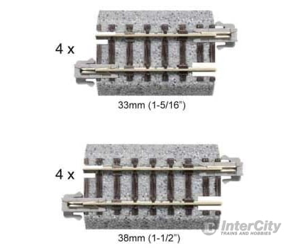 Kato N 20092 Track Assortment Set B - Unitrack -- 4 Each: 1-1/2" 38mm and 1-5/16" 33mm Straight Sections - Default Title (CH-381-20092)