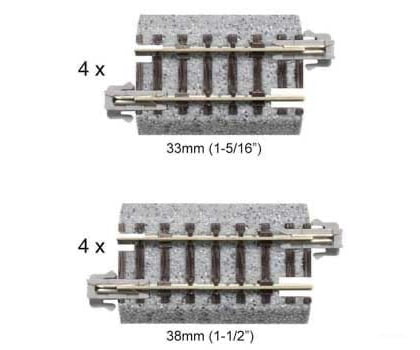 Kato N 20092 Track Assortment Set B - Unitrack -- 4 Each: 1-1/2" 38mm and 1-5/16" 33mm Straight Sections - Default Title (CH-381-20092)