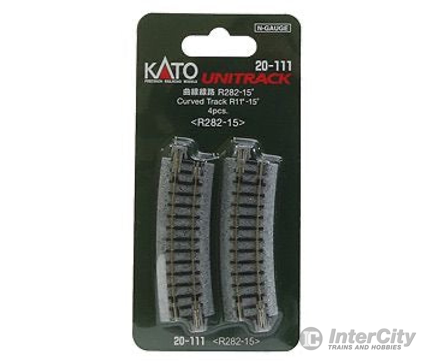 Kato N 20111 Curved Roadbed Track Section - Unitrack -- 15-Degree, 11" 181mm Radius pkg(4) - Default Title (IC-381-20111)