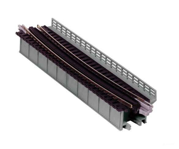 Kato N 20467 Single-Track Curved Deck-Girder Bridge, Code 80 Track - Assembled - Unitrack -- 17-5/8" 448mm Radius, 15 Degrees (gray) - Default Title (CH-381-20467)