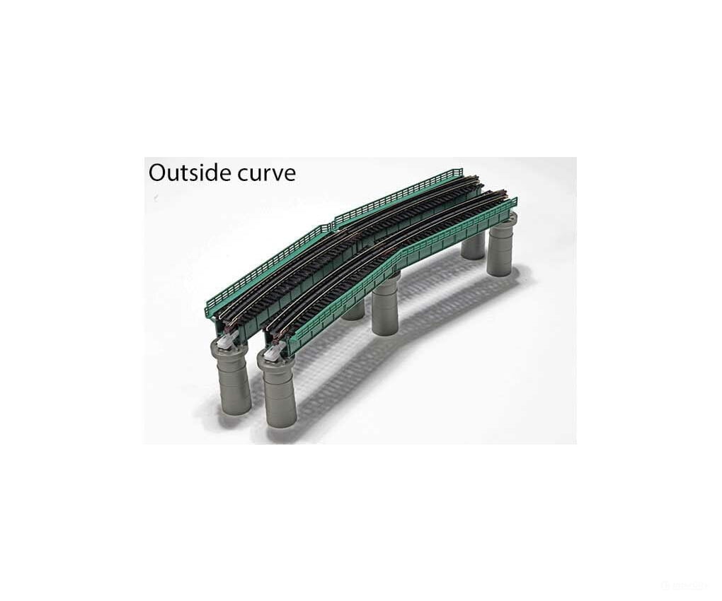 Kato N 20824 Single-Track Curved Deck-Girder Bridge 4-Pack, Code 80 Track - Unitrack -- 19" 481mm Radius, 60 Degrees (gray) - Default Title (CH-381-20824)