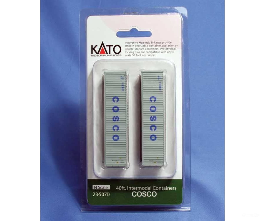 Kato N 23507D 40’ Corrugated Container 2-Pack - China Ocean Shipping Co. COSCO (gray blue) Freight Loads & Containers