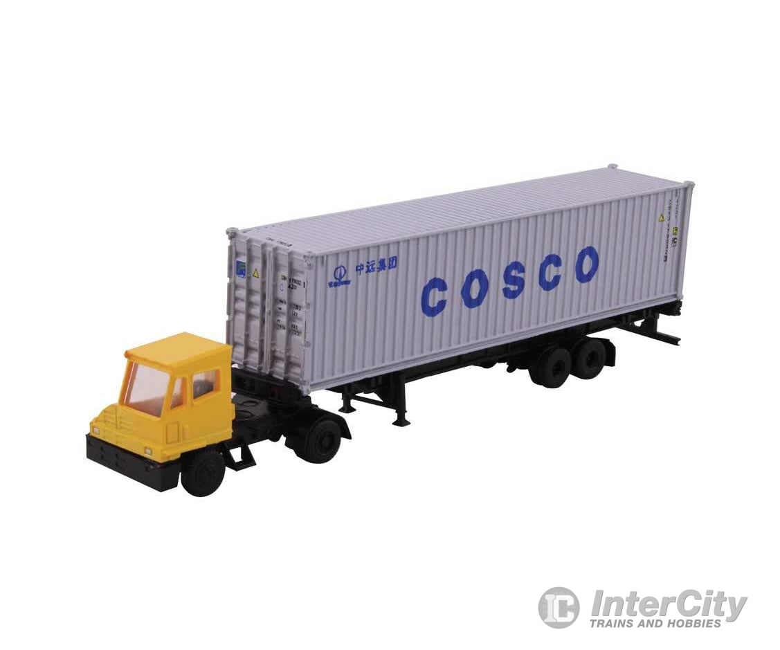 Kato N 31621 Tractor/Trailer - Yard Tractor/Trailer w/40’ Cosco Container and Chassis Cars & Trucks
