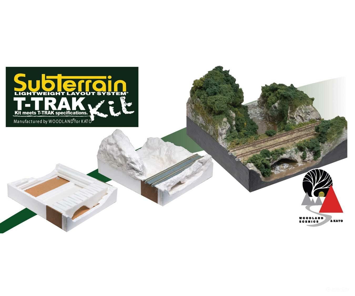 Kato N K28885 Woodland Scenics(R) Subterrain(R) T-Trak Module Kit with Unitrack -- Straight - Default Title (CH-381-K28885)