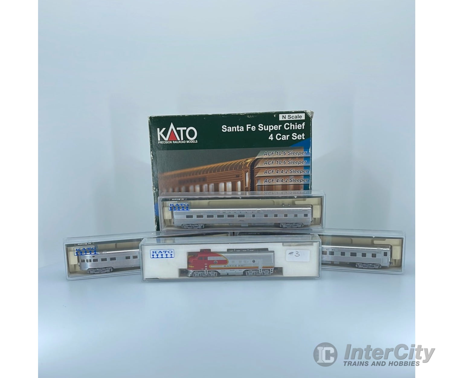 Kato N Super Chief Set With F7A Locomotive & 7 Cars - Dcc 176-2121 106-6005 106-6001 Starter Train