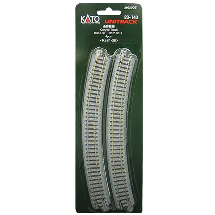 Kato N 20150 Curved Roadbed Track Section - Unitrack -- 15 Degree, 28-1/4" 718mm Radius - 4 Pieces