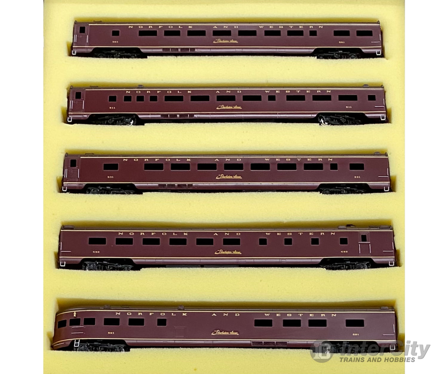 Key Imports 87 HO Brass Powhattan Arrow 5 Car Set As Delivered Skirted Painted Norfolk & Western (NW) 501 Passenger Cars